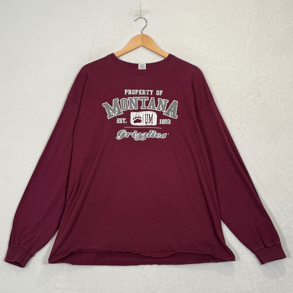 Comfort Colors Maroon Montana Grizzlies Long Sleeve Shirt 2XL
